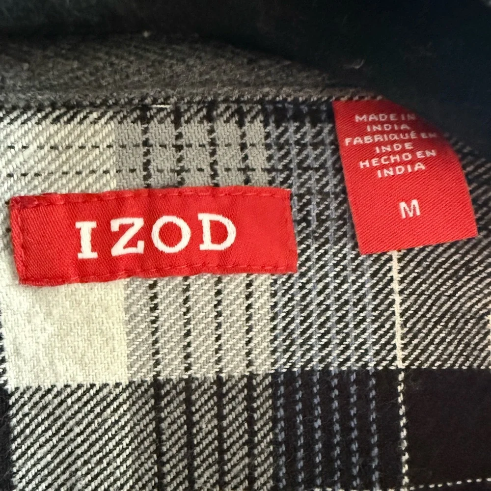 Izod Men's Checkered Black and White Shirt - Picture 2 of 6